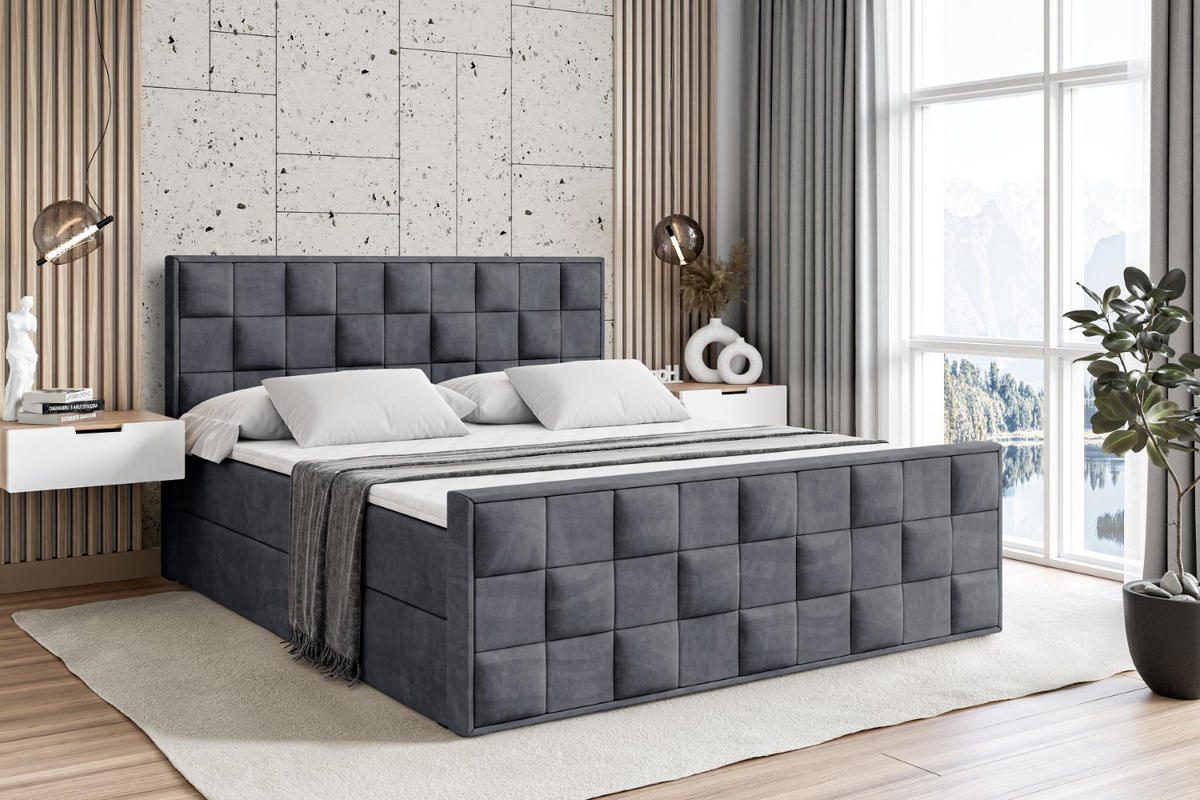 BOXBETT ZAFIRA - 120x200 - H3 - Dunkelgrau - Dunkelgrau, Holzwerkstoff (120/200cm) - ALTDECOR