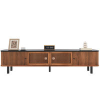 LOWBOARD 190/35/45 cm aus MDF und Holzwerkstoff mit Schiebetüren und Gitterfront Nussbaum - Braun, Holzwerkstoff (190/45/35cm) - Modenvie