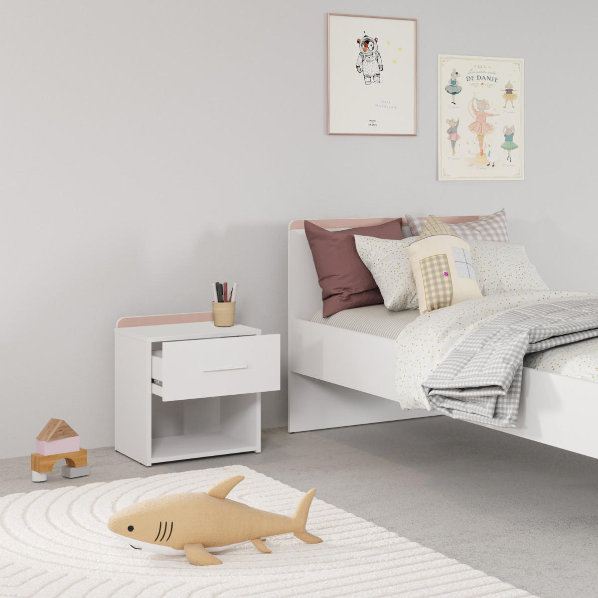 NACHTTISCH reverso weiss - Weiß, Holzwerkstoff (34.3/45.8/48cm) - Calicosy