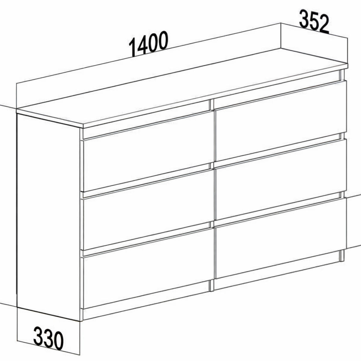 KOMMODE bella6 140 Schwarz mat - Schwarz, Holzwerkstoff (140/76/35cm) - roe furniture