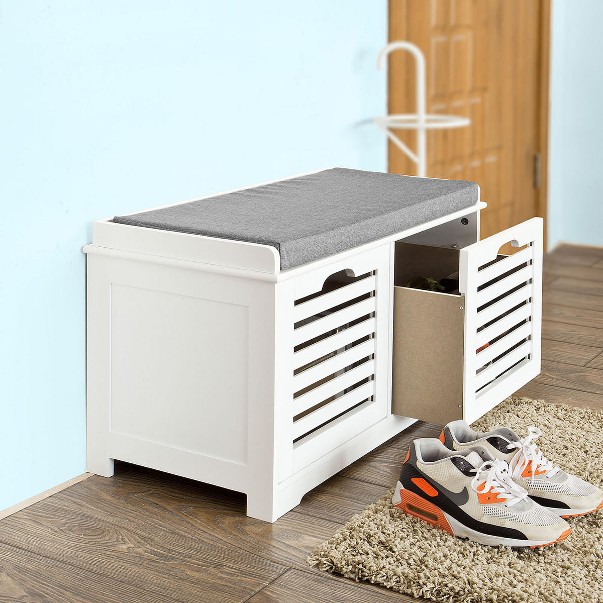 SCHUHBANK Weiß - Weiß, Holzwerkstoff (71/43/34cm) - SoBuy
