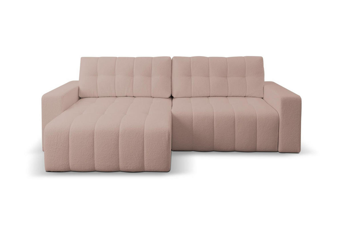 ECKSOFA Masina Beige, Schlafsofa aus Veloursstoff - Beige, Holzwerkstoff (245/143cm) - Bettso
