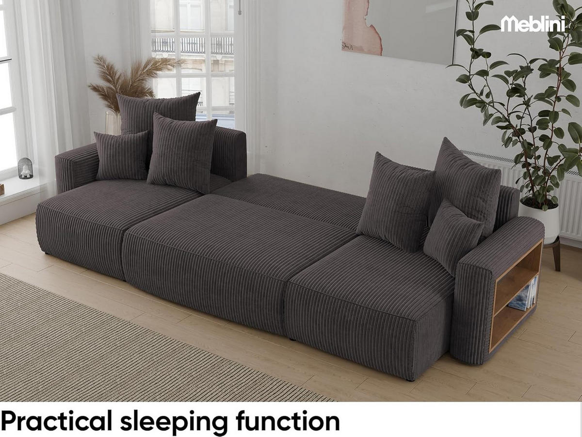 ECKSOFA SOLARIS U - Schwarz/Grau, Holzwerkstoff (312/142cm) - Meblini