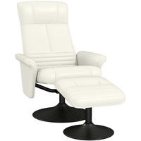 RELAXSESSEL 69/71/104 cm cremeweiß aus Polyester drehbar mit Hocker - Creme, Textil (71/104/69cm) - OKWISH
