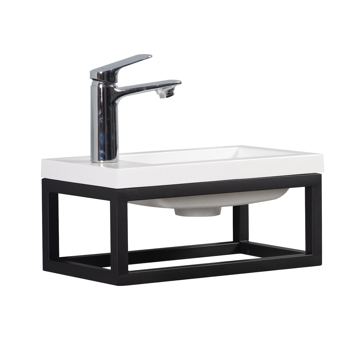 GÄSTE-WC Möbel Mesa 40 x 22 cm – Mattweiß mit schwarzem Metallgestell - Weiß, Holz (40/52/22cm) - Badplaats