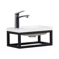 GÄSTE-WC Möbel Mesa 40 x 22 cm – Mattweiß mit schwarzem Metallgestell - Weiß, Holz (40/52/22cm) - Badplaats