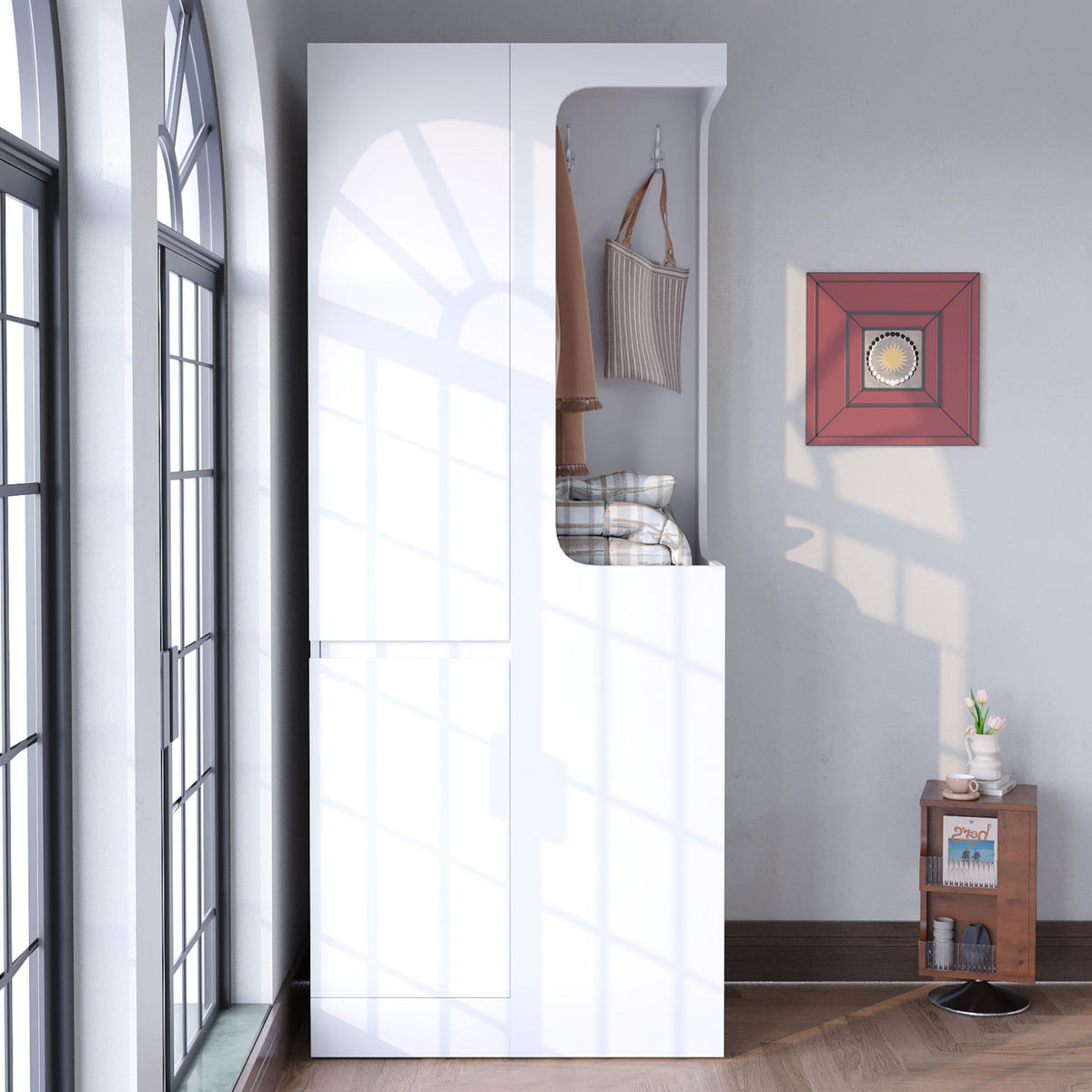 KLEIDERSCHRANK 70/170/40 cm Weiß aus Holz mit Schubladen - Weiß, Holzwerkstoff (40/170/70cm) - OKMYHOME