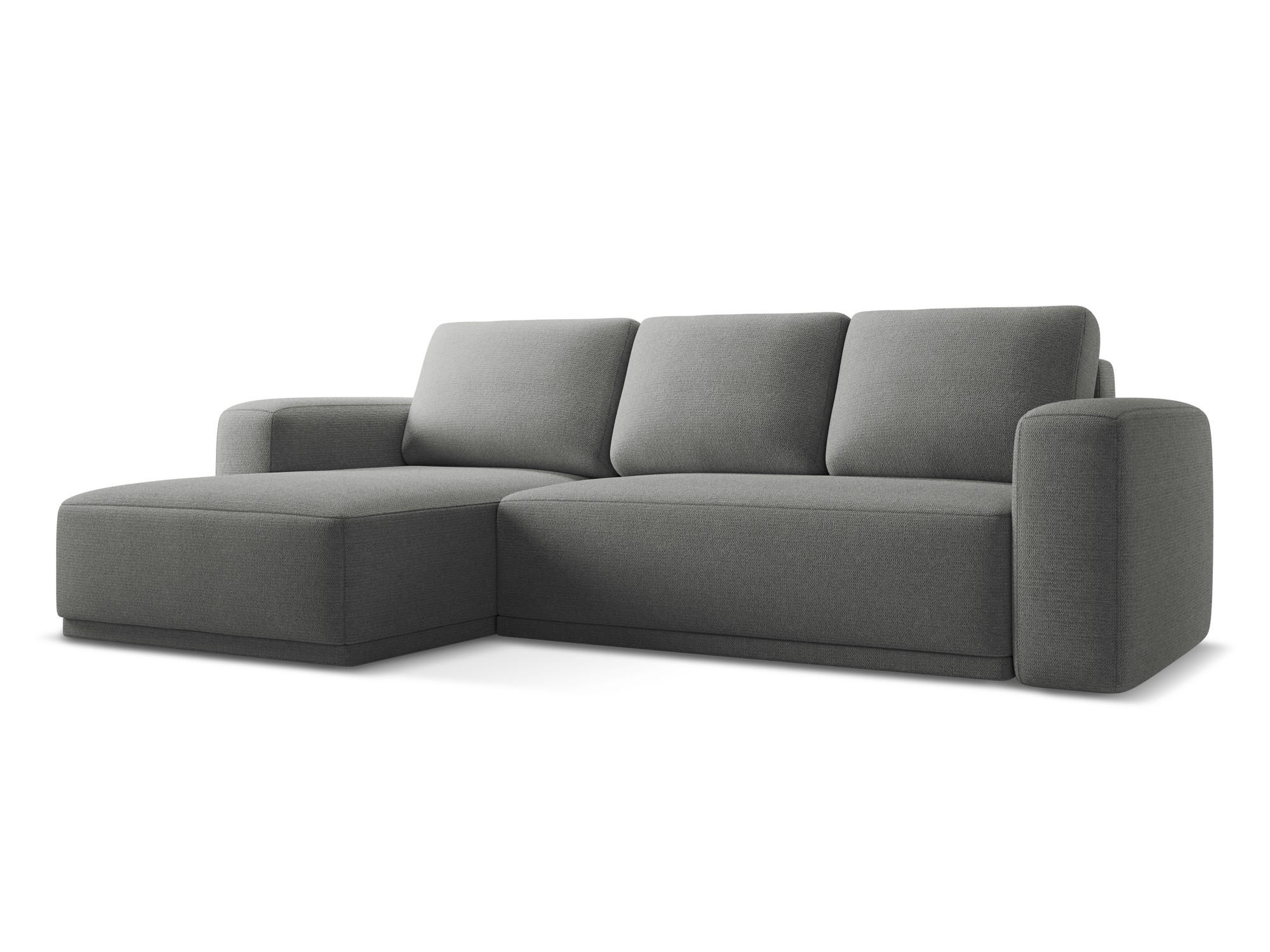 ECKSOFA mit Schlaffunktion Chenille Stoff Grau - Schieferfarben/Schwarz, Kunststoff/Textil (160/258cm) - Makamii