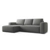 ECKSOFA mit Schlaffunktion Chenille Stoff Grau - Schieferfarben/Schwarz, Kunststoff/Textil (160/258cm) - Makamii