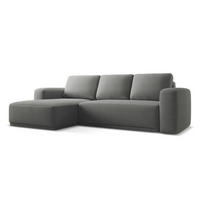 ECKSOFA mit Schlaffunktion Chenille Stoff Grau - Schieferfarben/Schwarz, Kunststoff/Textil (160/258cm) - Makamii