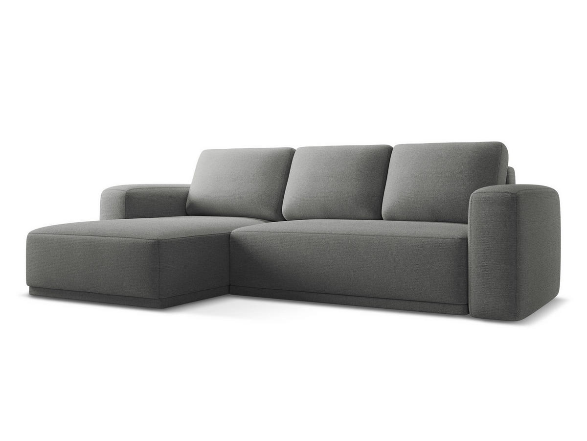 ECKSOFA mit Schlaffunktion Chenille Stoff Grau - Schieferfarben/Schwarz, Kunststoff/Textil (160/258cm) - Makamii