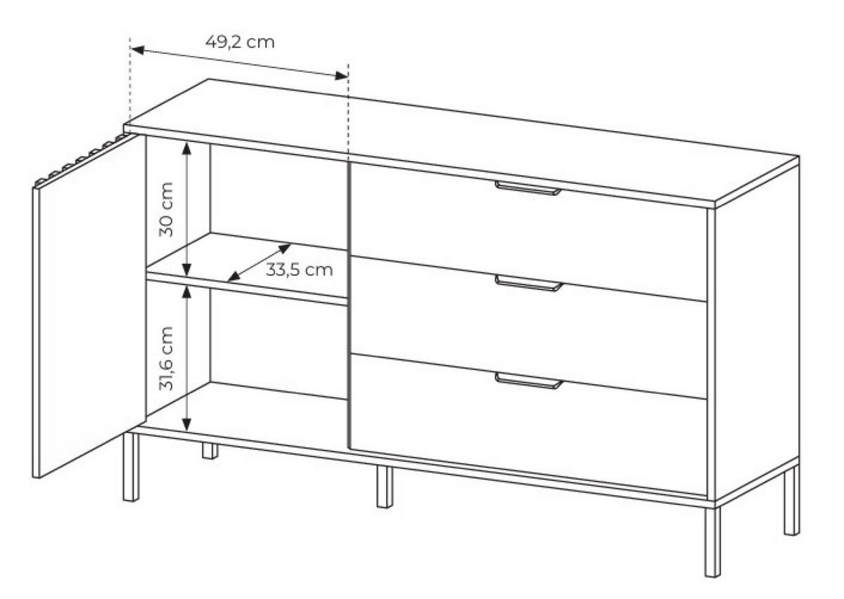 KOMMODE Schwarz ALLI Mit Lamellen Auf Hohen Beinen - Braun, Holzwerkstoff (137.3/81.4/39.5cm) - Sepro Meble