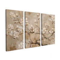 OBRAZ NA PLÁTNĚ 3dílná sada Béžová - Blossom - Moderní 150x100 cm - béžová, textil (150/100cm) - MuchoWow