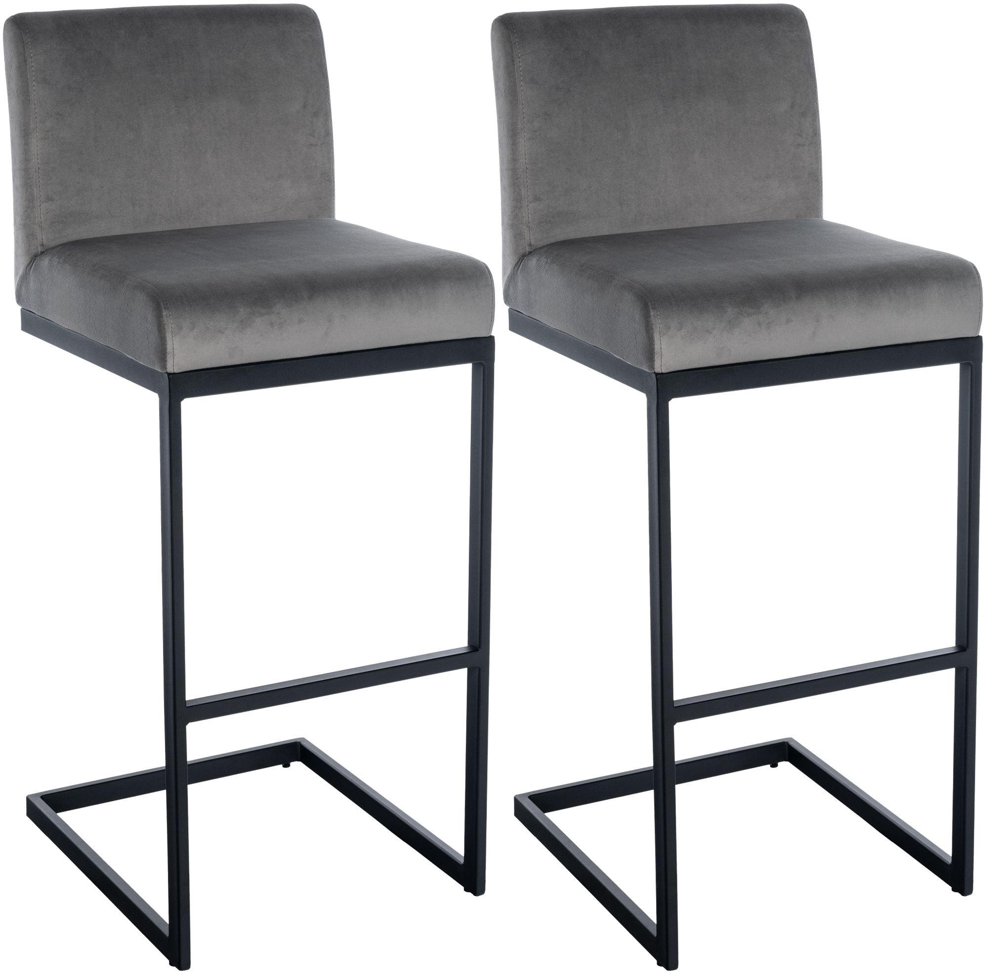 BARHOCKER 2 Metall Grau - Schwarz/Grau, Textil/Metall (43/104/53cm) - CLP