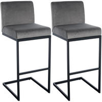 BARHOCKER 2 Metall Grau - Schwarz/Grau, Textil/Metall (43/104/53cm) - CLP