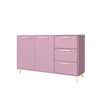 KOMMODE Nancy mit 3 Schubladen und 2 Türen, Sideboard in Farbe: Rosa, Schrank in Größe: 140 x 86 x 41 cm - Rosa, Holzwerkstoff (140/86/41cm) - Agmat-Furniture