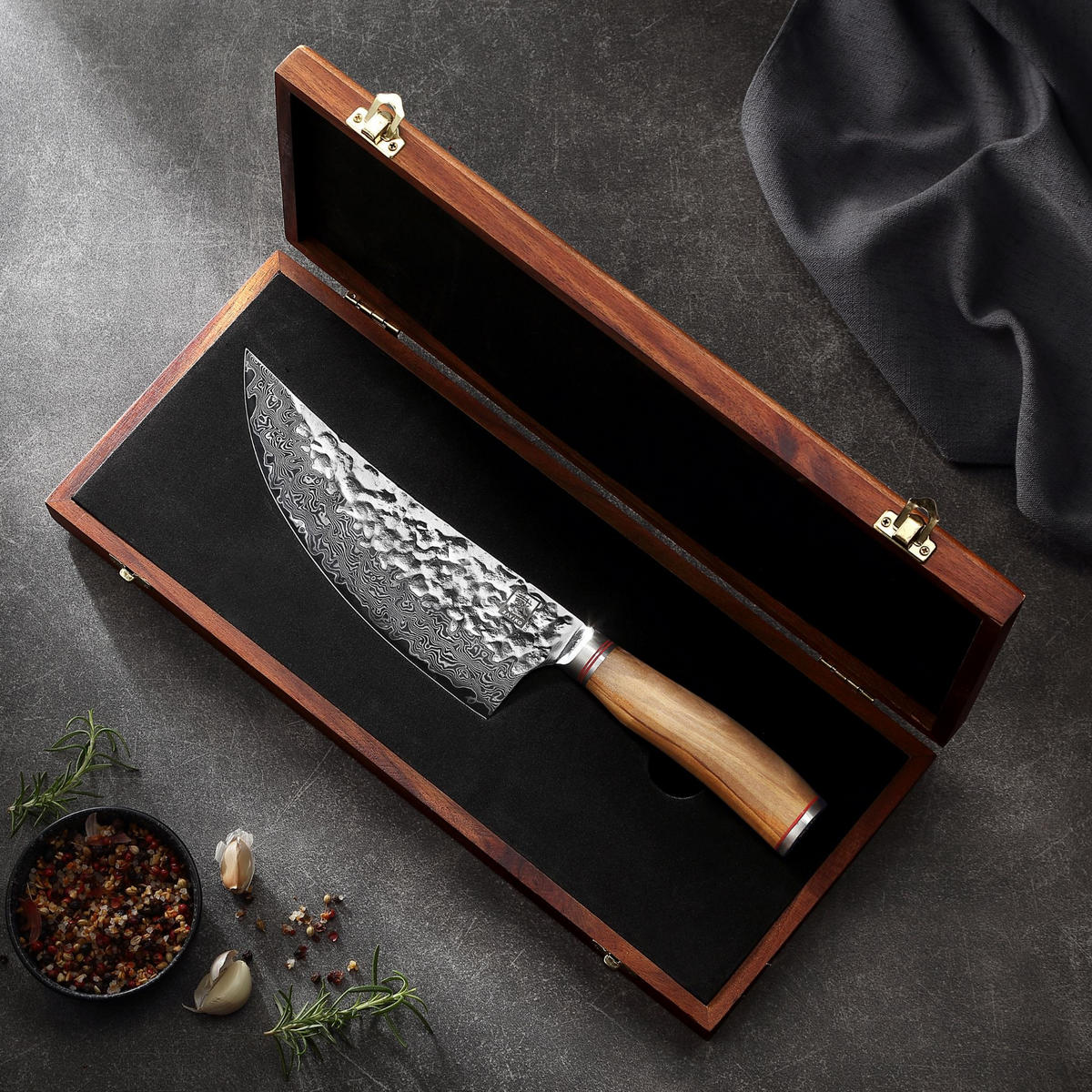 KOCHMESSER 20 cm - Braun, Holz/Metall (35cm) - Zayiko