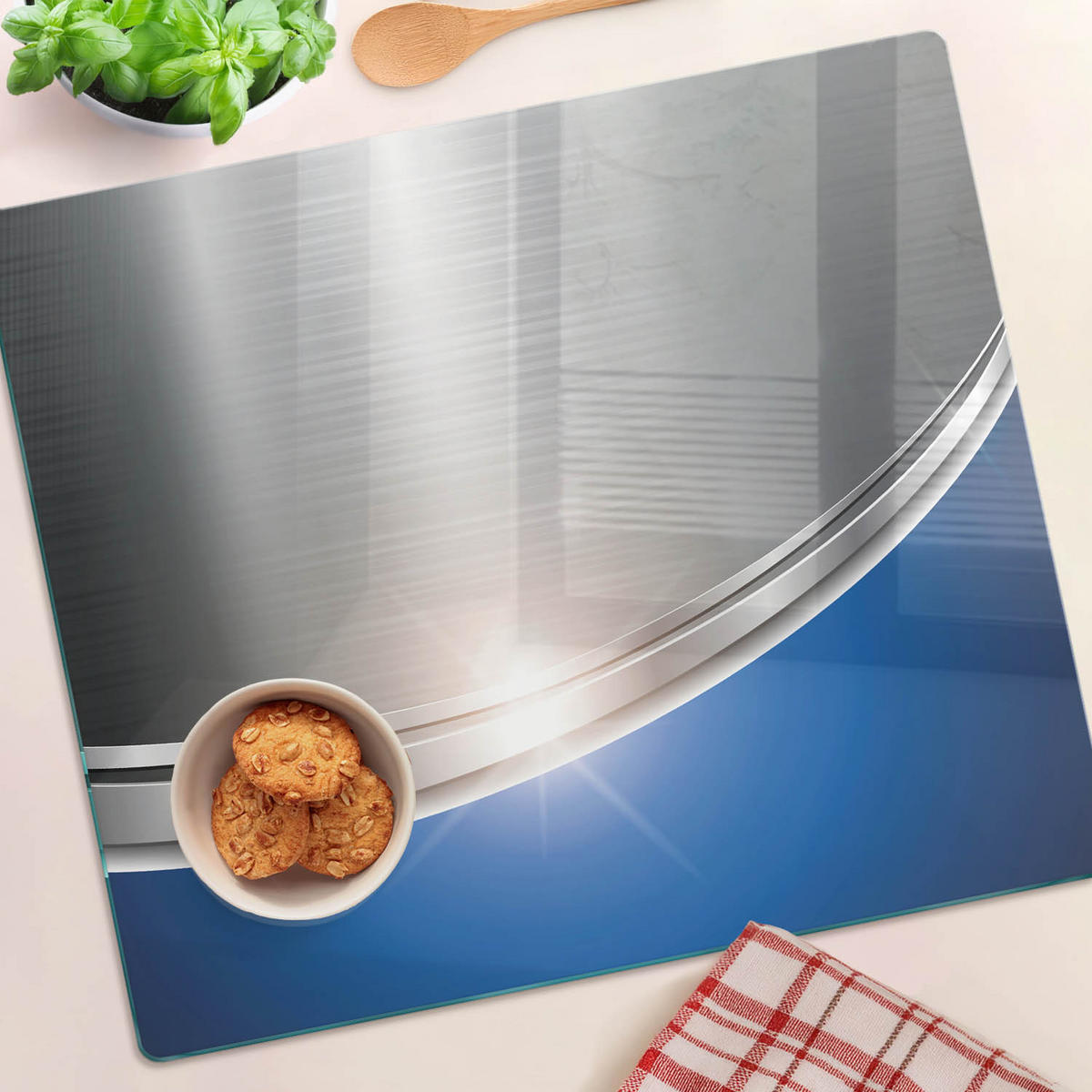 GLASPLATTE 60x52 cm Textur - Blau, Glas (60/0.4/52cm) - TULUP