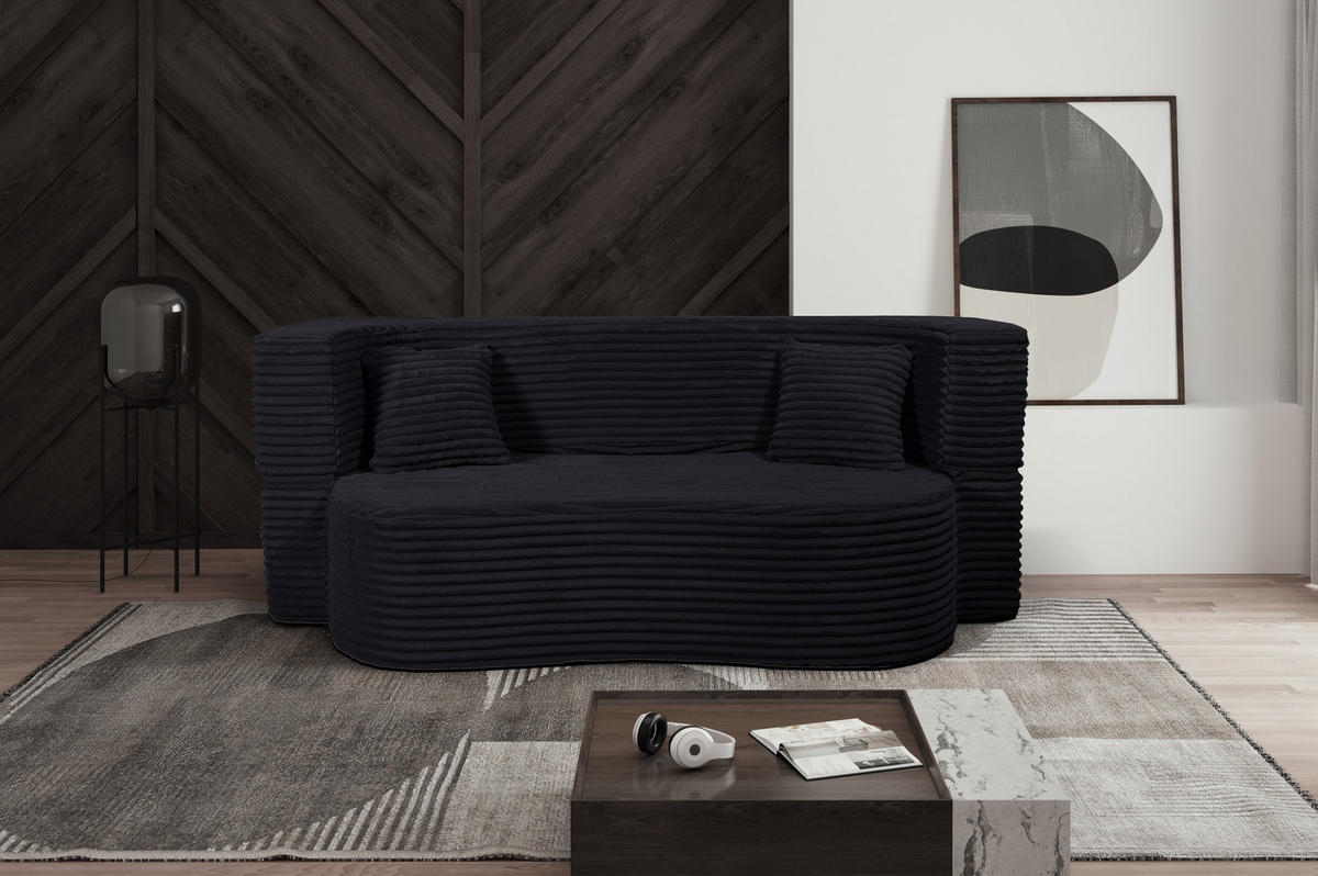 SCHLAFSOFA MYFOAM, Sofa mit Schlaffunktion, Farbe: Grau, Cordstoff - Schwarz, Textil (200/80/72cm) - Storez24