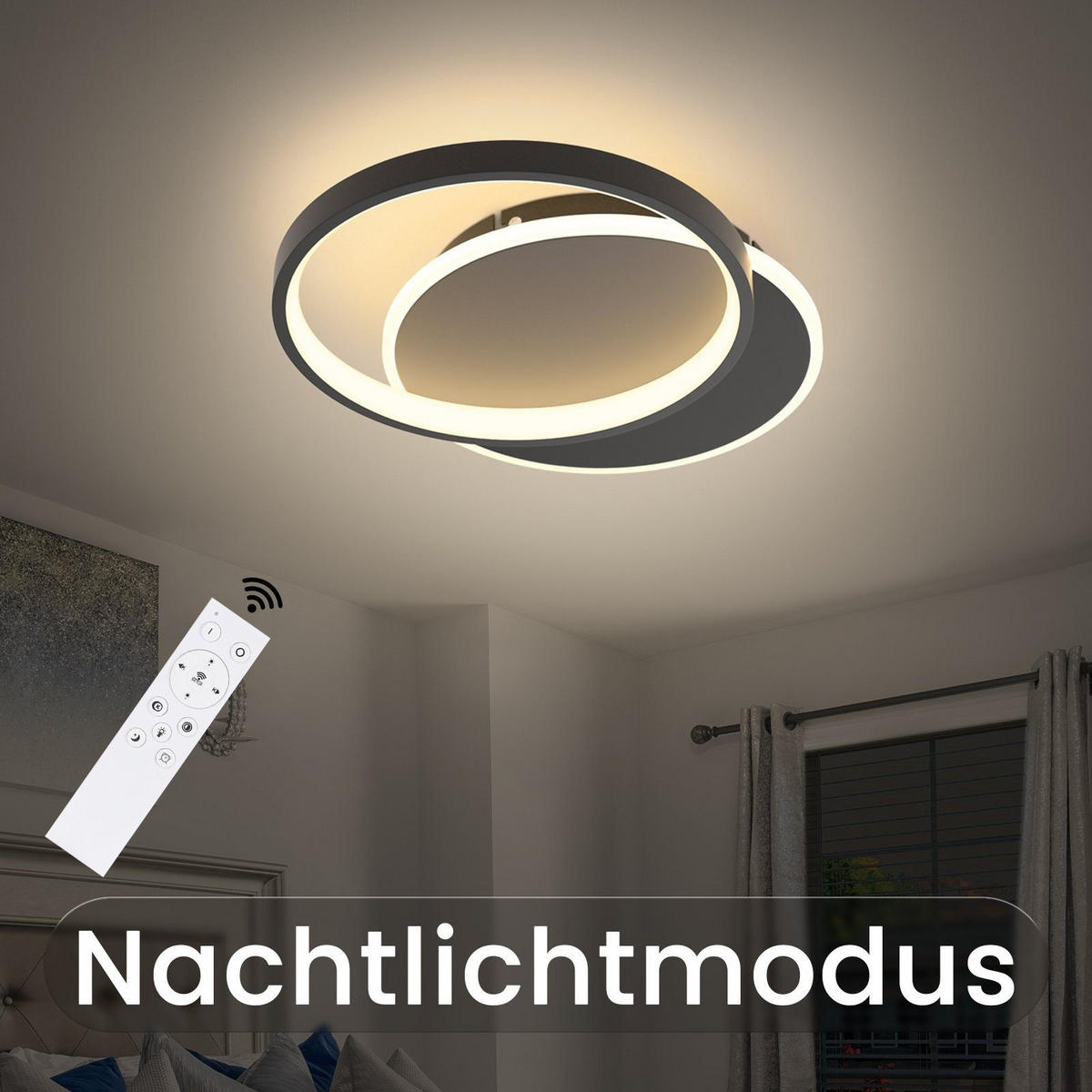 LED-DECKENLEUCHTE Gemini 41/30/6 cm - Schwarz, Metall (41/30/6cm) - Nettlife