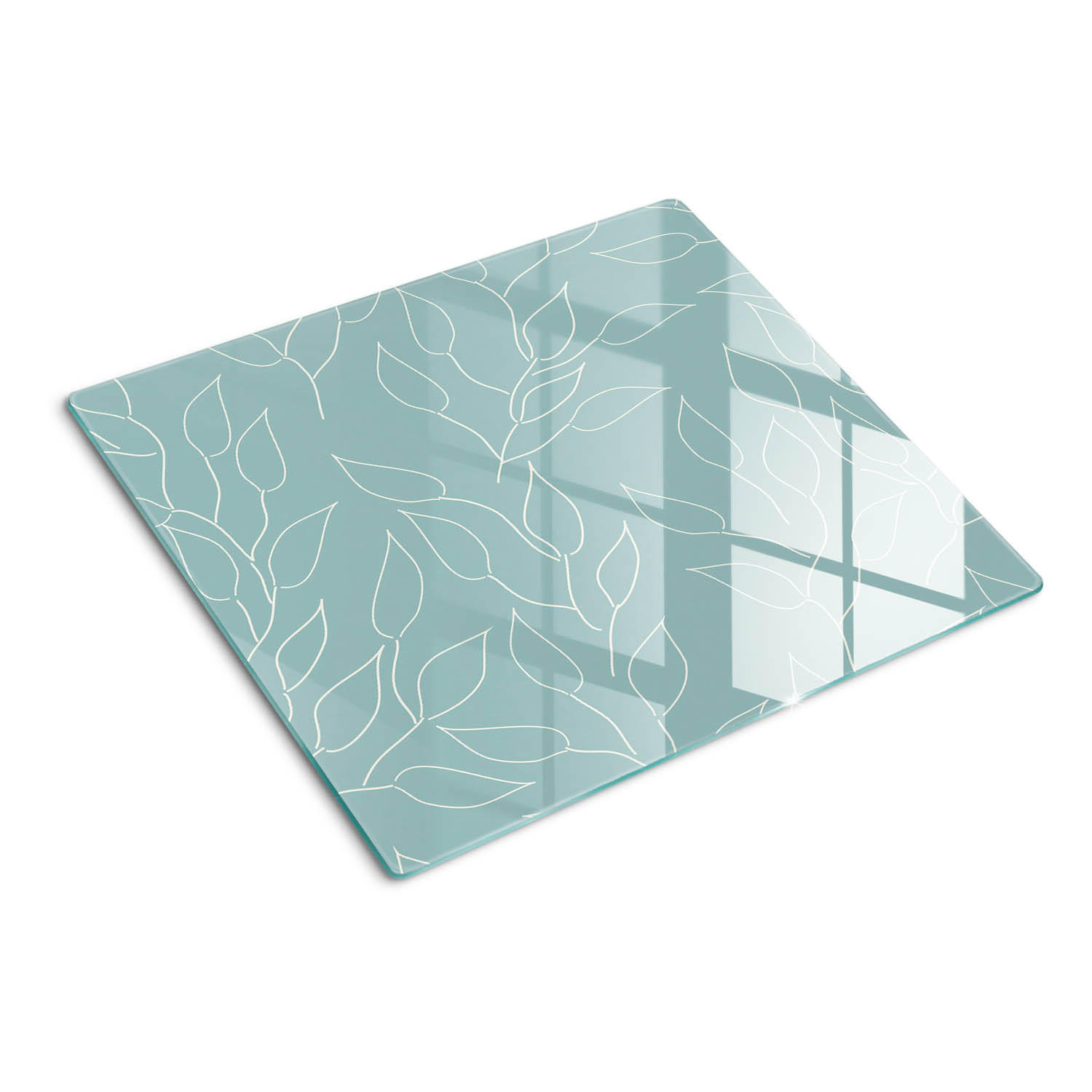 GLASPLATTE 60x52 cm Blattmuster - Blau, Glas (60/0.4/52cm) - TULUP