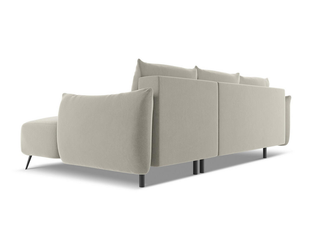 ECKSOFA mit Schlaffunktion Samt Stoff Creme - Perlmutt/Creme, Textil/Metall (242/162cm) - Makamii