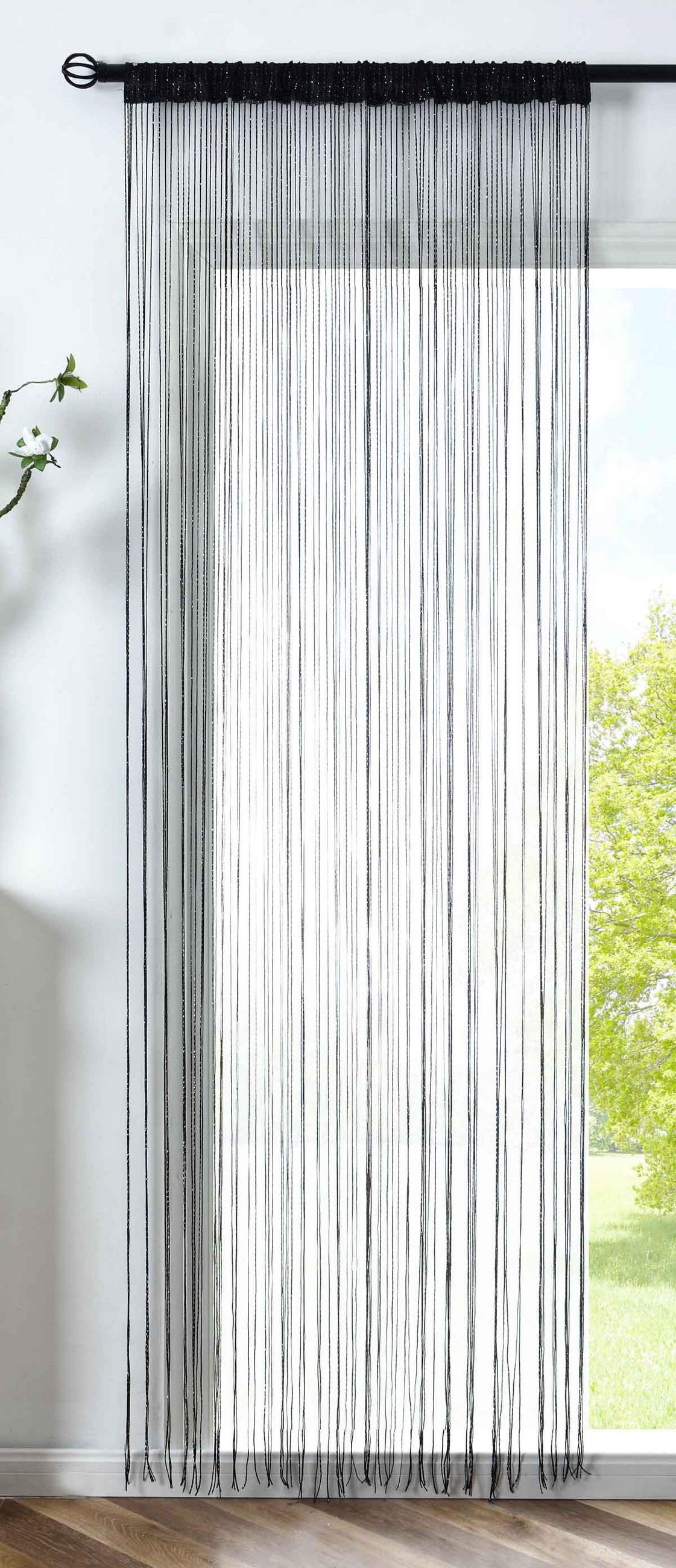 FADENGARDINE Shanghai HxB 230x100 cm Schwarz Lurex - Schwarz, Textil (100/230cm) - Gardinenbox
