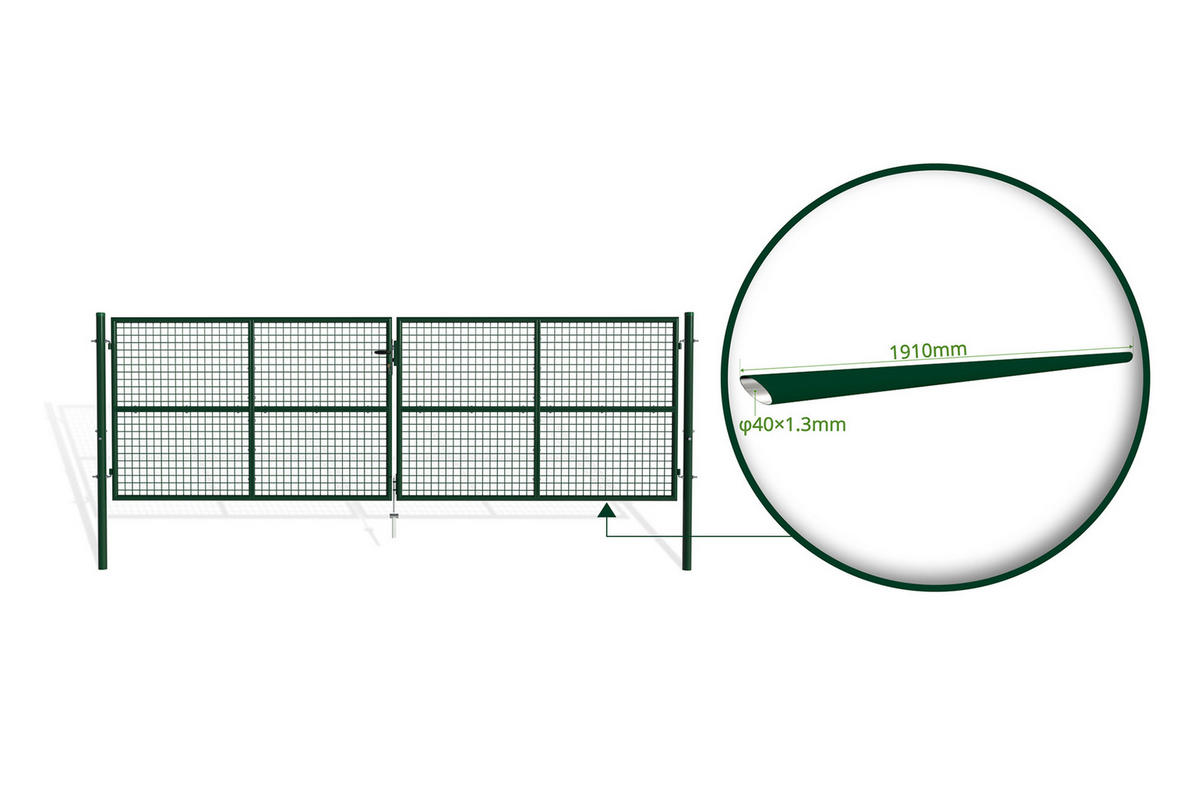ZAUNTOR Olga Grün 4m H.130cm - Grün, Metall (406/131cm) - Casanoov