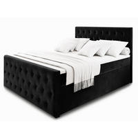 BOXBETT FONDI 140x200 cm mit Matratze und Topper - Schwarz - Schwarz, Holz (140/200cm) - MASSENO