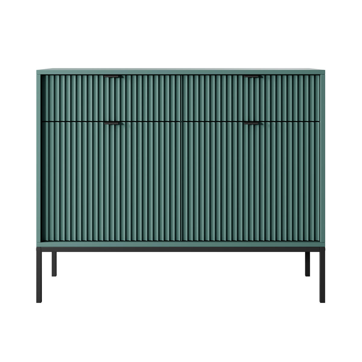 KOMMODE STELLARE 104/83/39 cm mit 2 Schubladen 2 Türen Hellgrün - Schwarz/Hellgrün, Holzwerkstoff (104/83/39cm) - MASSENO