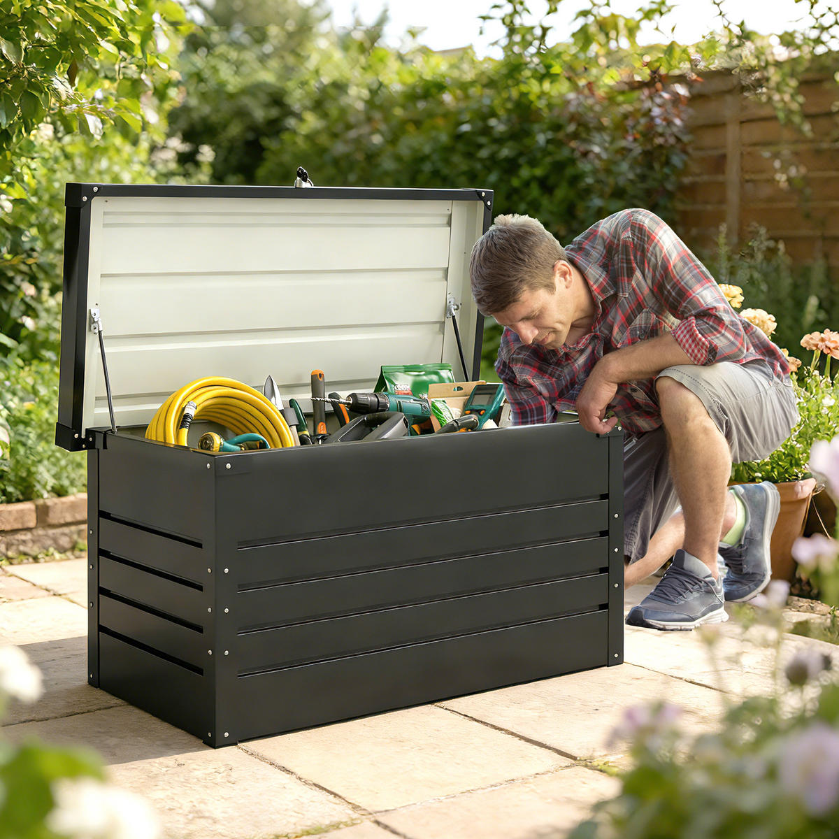 GARTENBOX Verzinkter Stahl Grau - Grau, Metall (61/62/120cm) - Outsunny