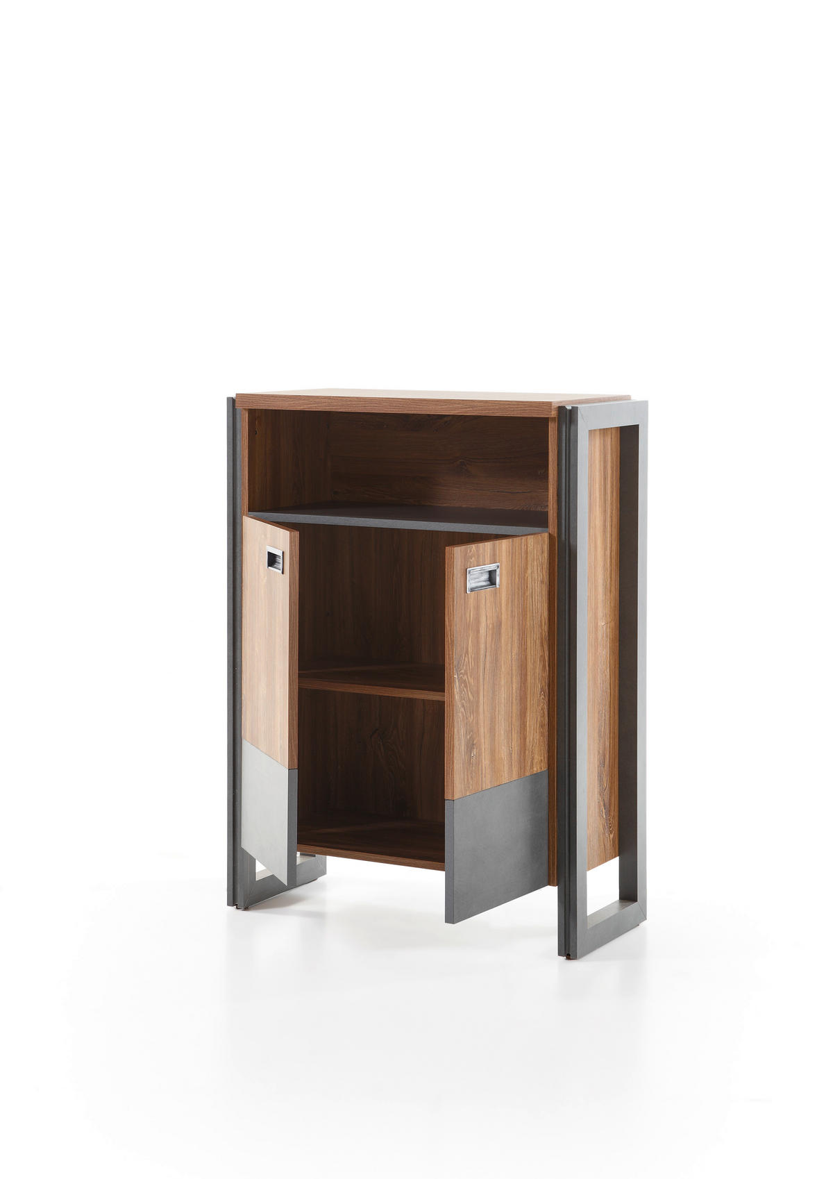 KOMMODE I12 Stirling Oak & Matera 75/100/33 cm mit Türen - Eichefarben/Grau, Holzwerkstoff (75/100/33cm) - Livojo