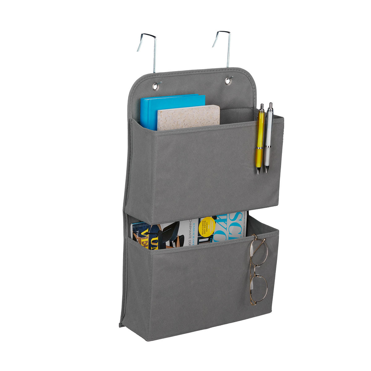HÄNGEORGANIZER - Grau, Wellpappe/Textil (31/50/10cm) - Relaxdays
