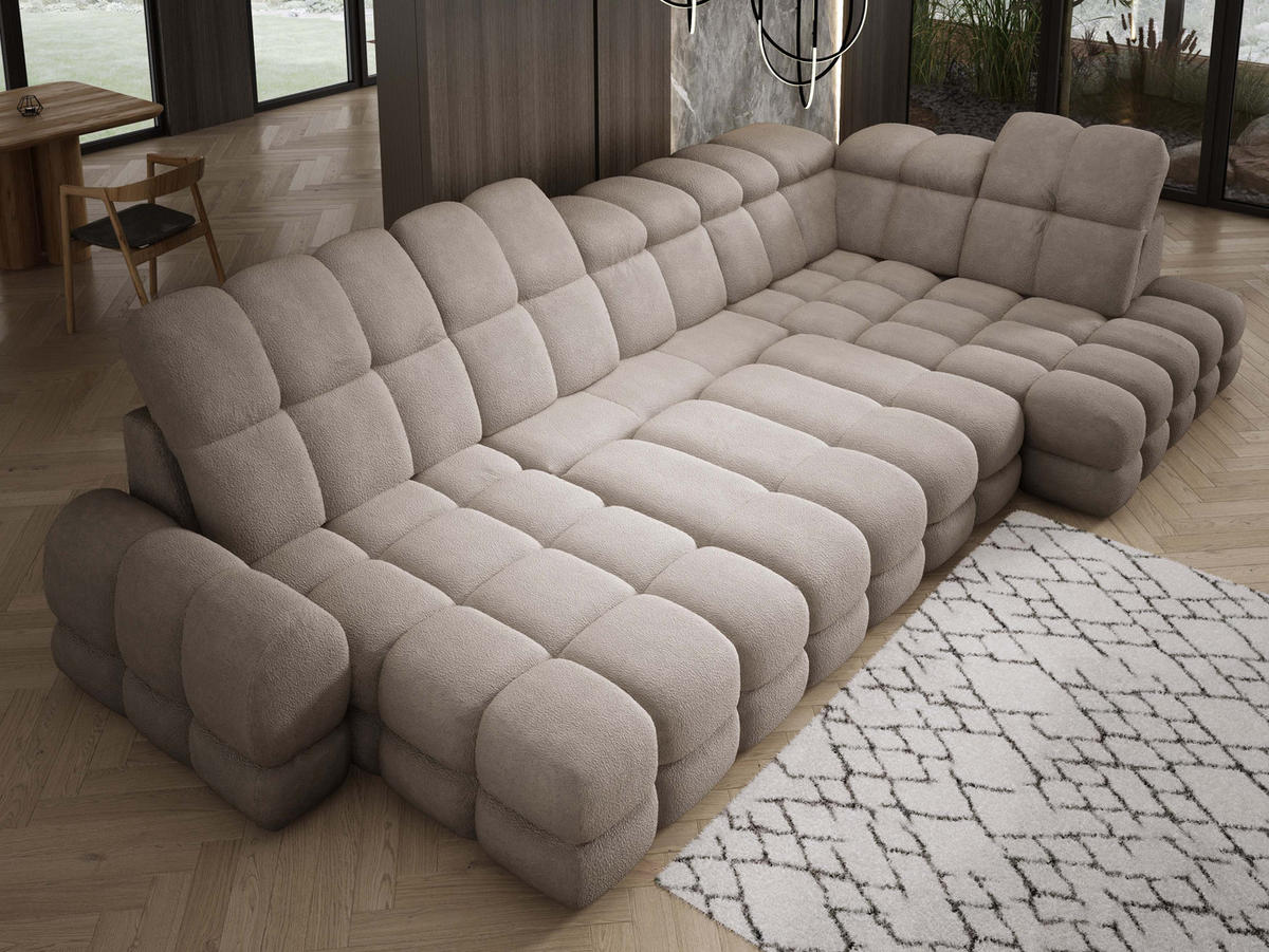 ECKSOFA TOLLO Anthology-stoff U-form 400x217x105 cm sand - Ecru, Holz/Textil (217/400cm) - DomoHome