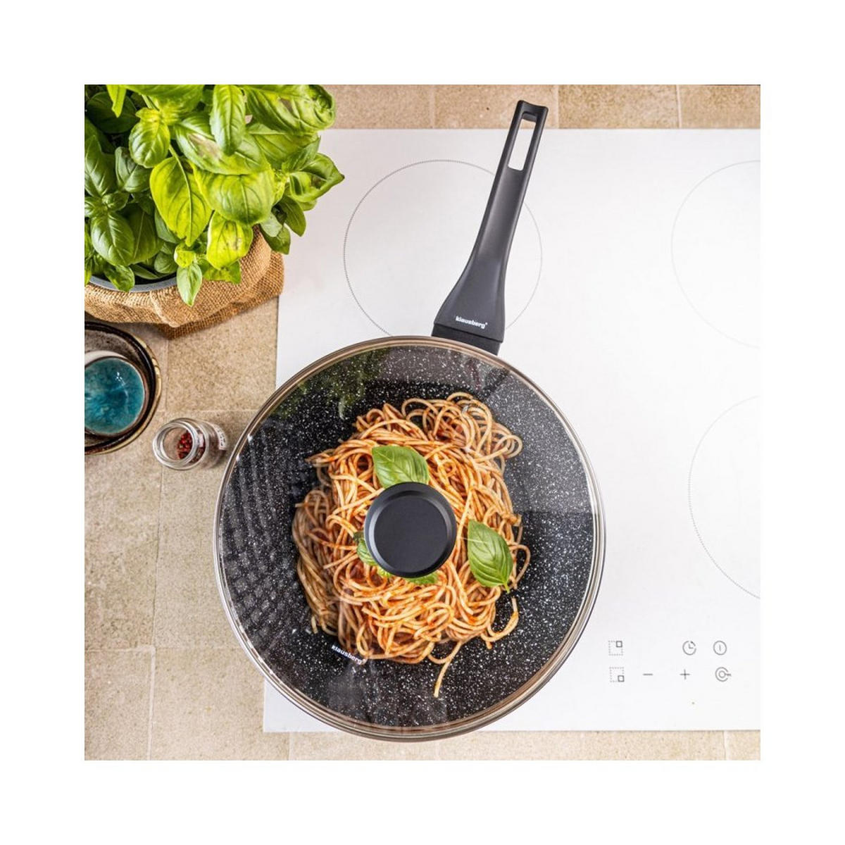 WOK Graphit 28/28/8 cm 64478 - Graphitfarben, Metall (28cm) - Klausberg 