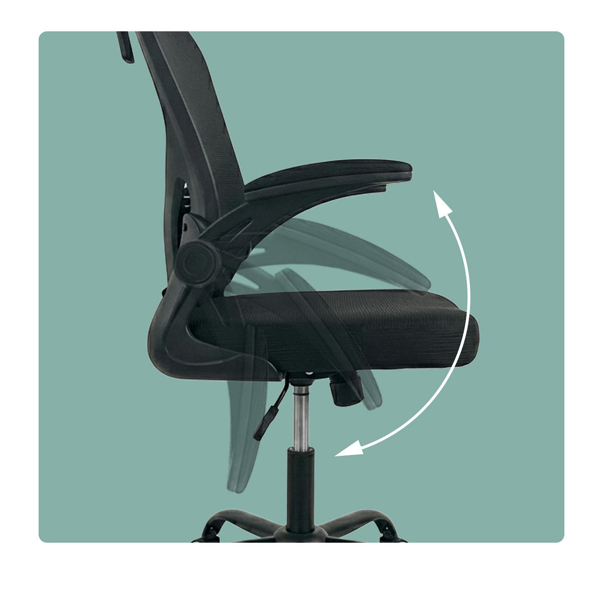 STOLIČKA Čierna kancelárska ergonomická - čierna, kov/textil (64/125/73cm) - Relaxdays