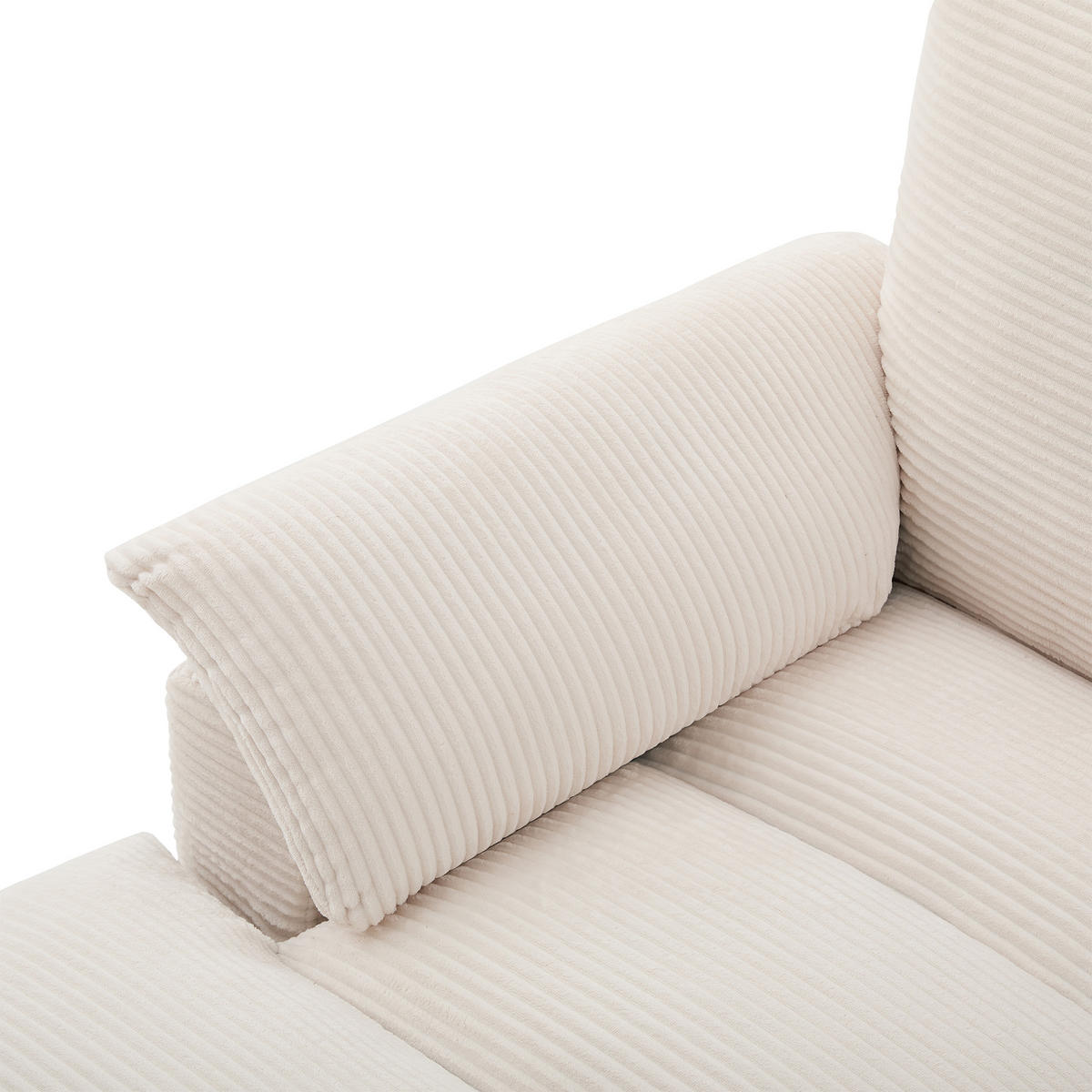 WOHNLANDSCHAFT 5-Sitzer Cord Beige mit Stauraum, USB und Kissen - Beige, Holzwerkstoff/Kunststoff (293/93/142cm) - WISHDOR