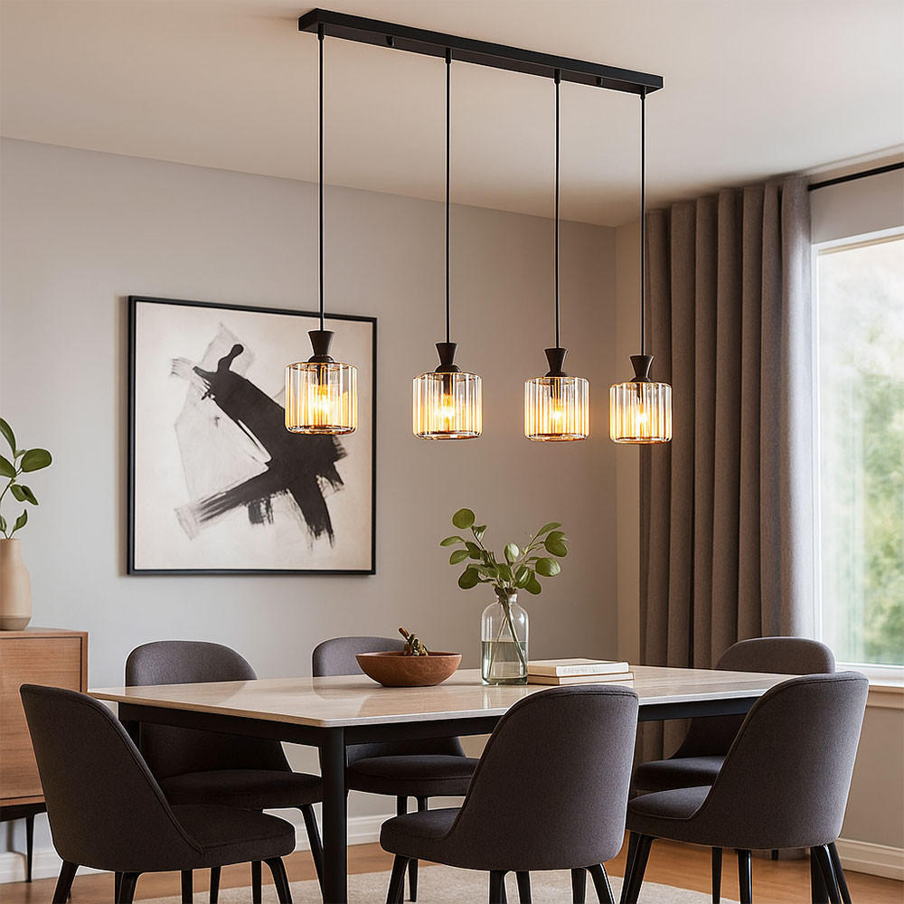 HÄNGELEUCHTE Kristall Klar Schwarz - Schwarz, Metall (86/13/120cm) - Globo Lighting