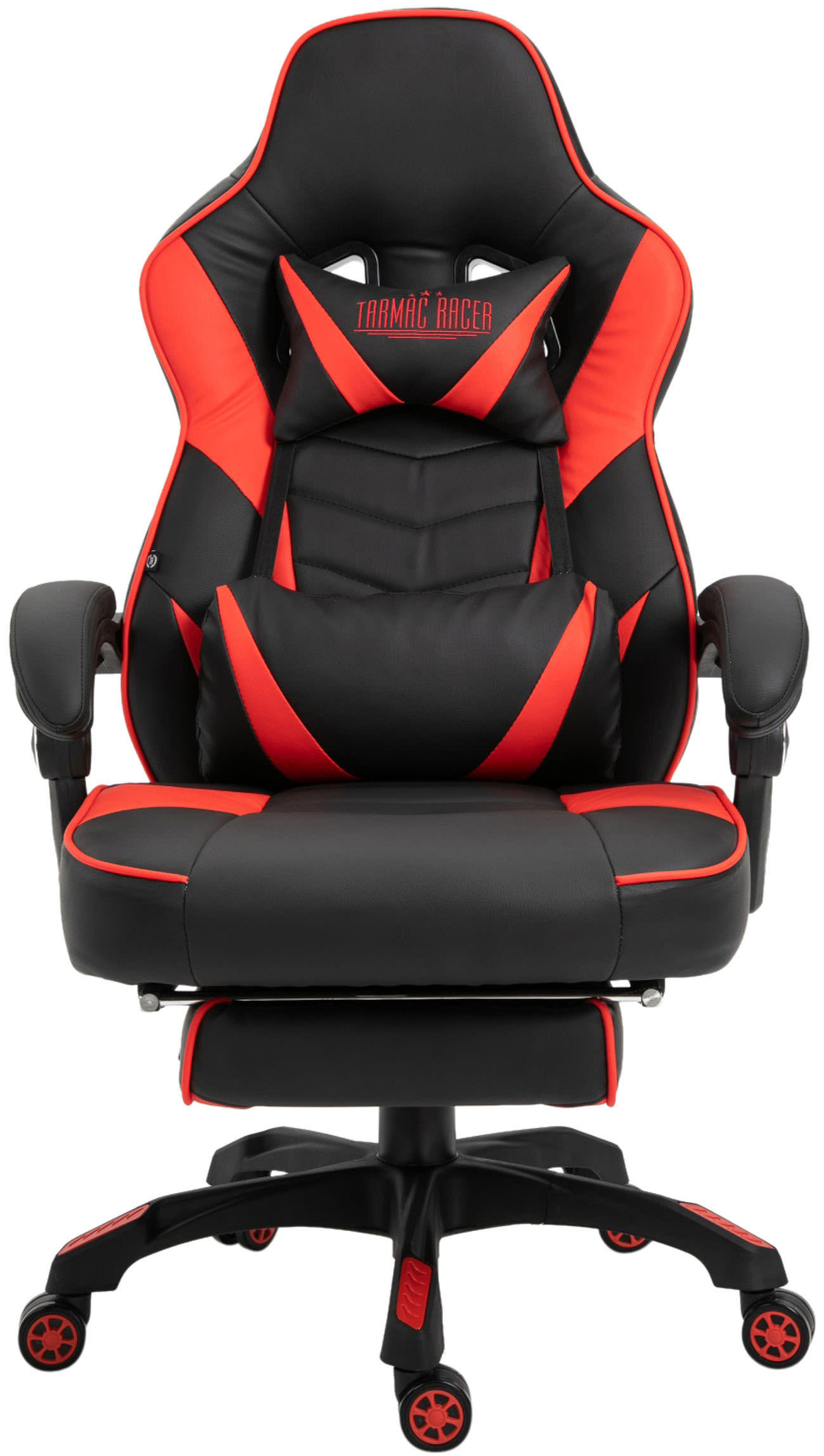 CHEFSESSEL Lederlook schwarz/rot - Rot/Schwarz, Kunststoff/Textil (67/120/69cm) - CLP