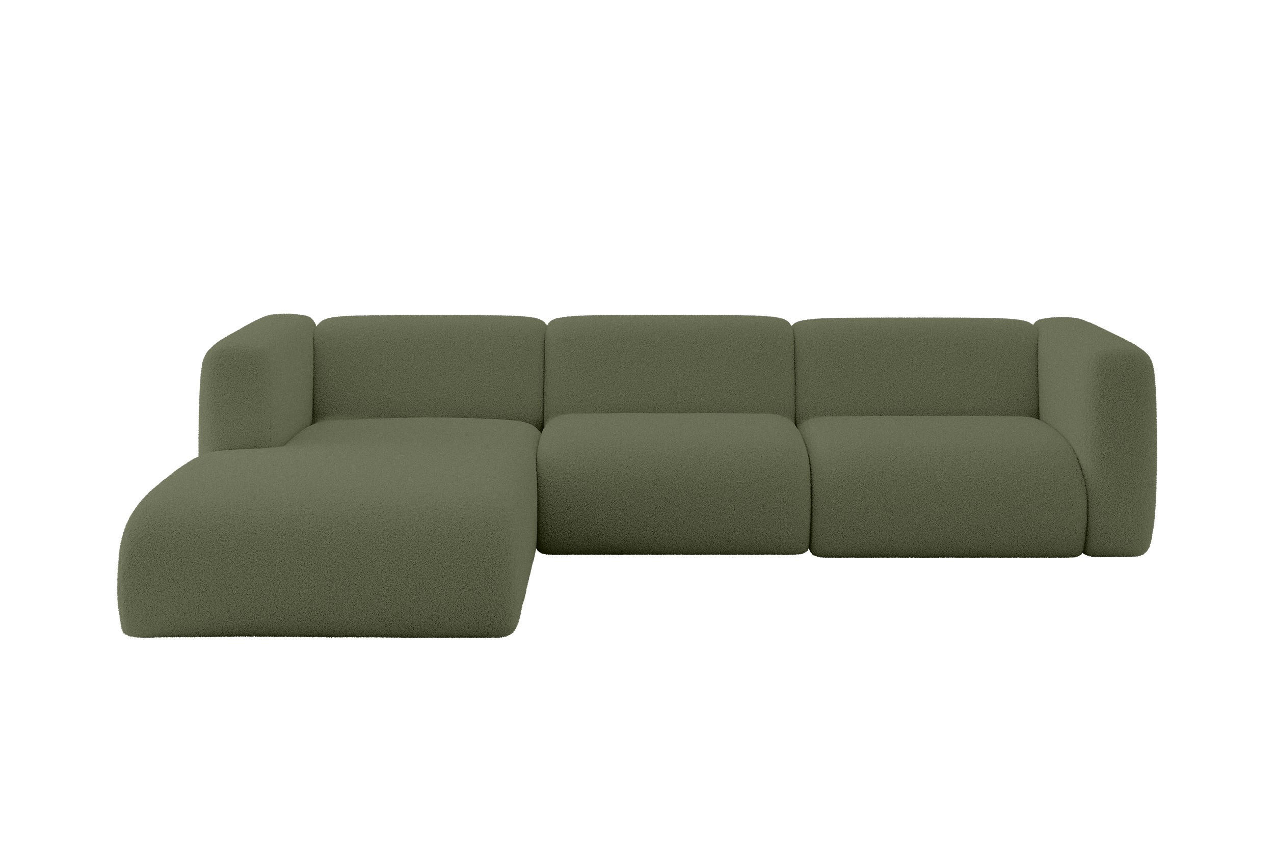 ALTDECOR ROHOVÁ SEDAČKA S LEVOU OTOMANOU MIRA-L2 318x179x89 Zelená Bouclé