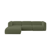 ECKSOFA Ottomane Links MIRA-L2 318x179x89 Grün Bouclé - Schwarz/Olivgrün, Holzwerkstoff/Kunststoff (318/179cm) - ALTDECOR