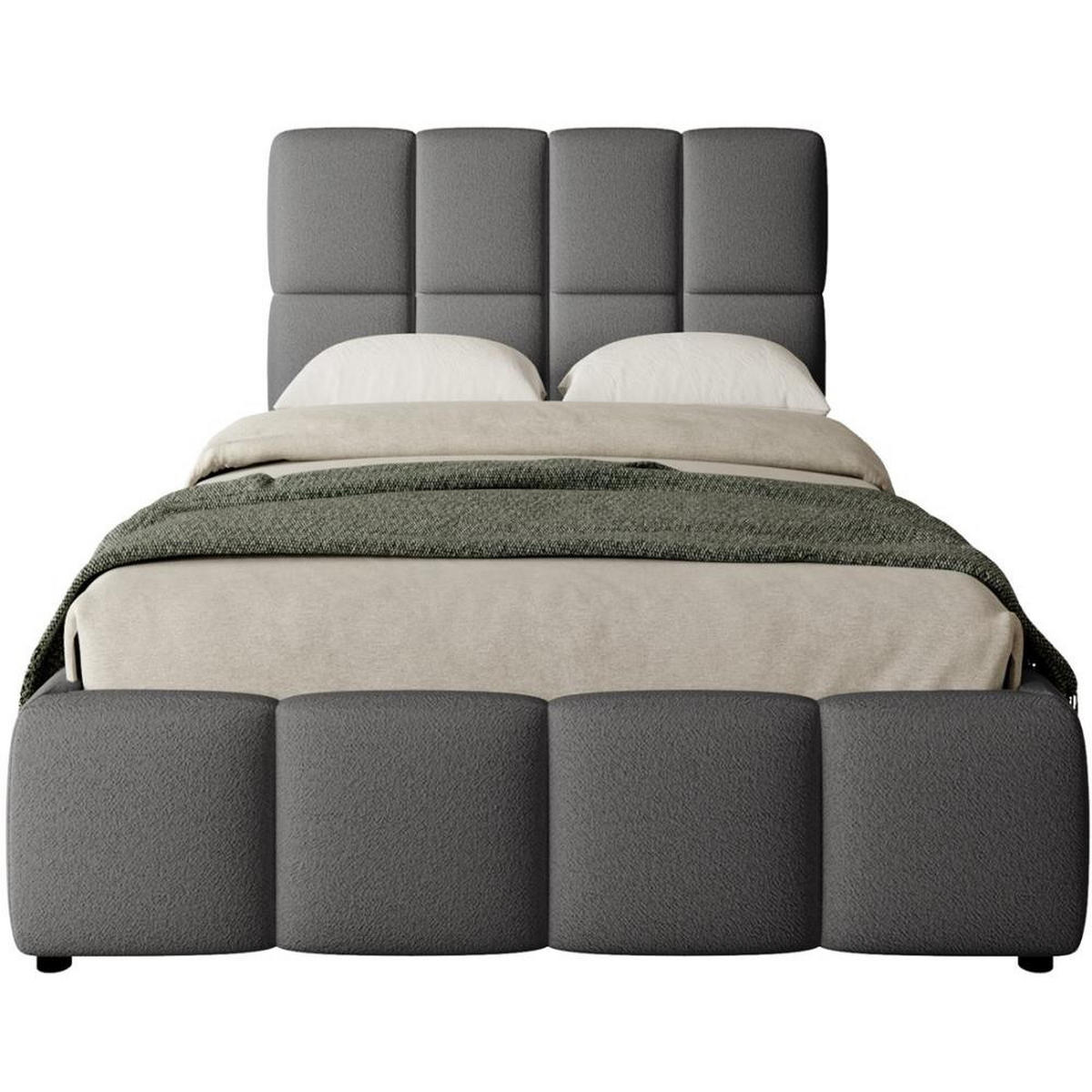 POLSTERBETT Nostro mit Bettkasten 140x200 cm dunkelgrau - Dunkelgrau/Schwarz, Textil (140/200cm) - Beautysofa