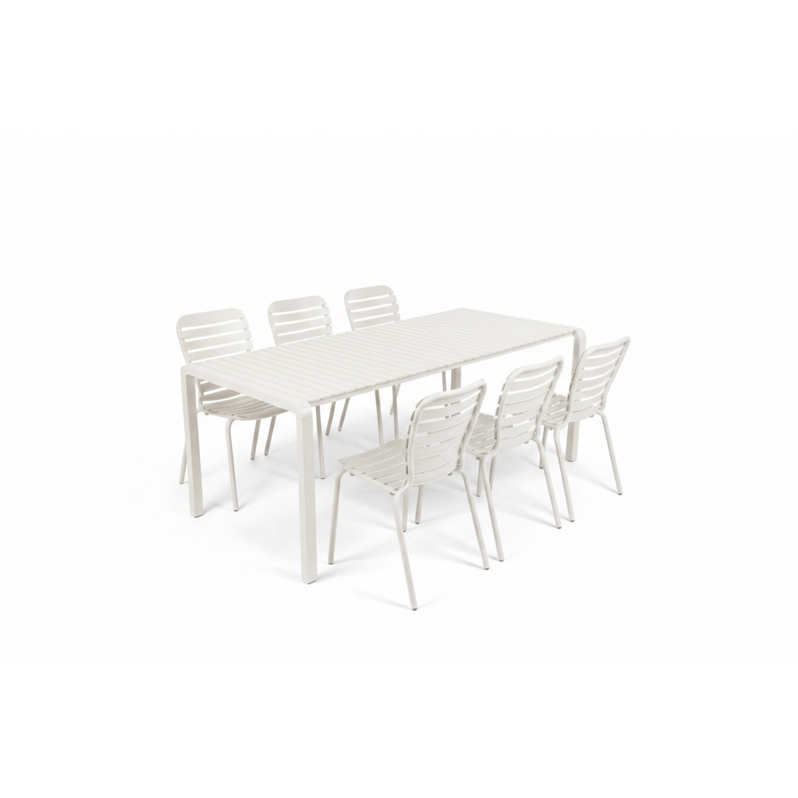 GARTENSET Vondel 6 Personen Esstisch/ 6 Stühle Weiß - Weiß, Metall - Zuiver