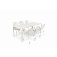 GARTENSET Vondel 6 Personen Esstisch/ 6 Stühle Weiß - Weiß, Metall - Zuiver