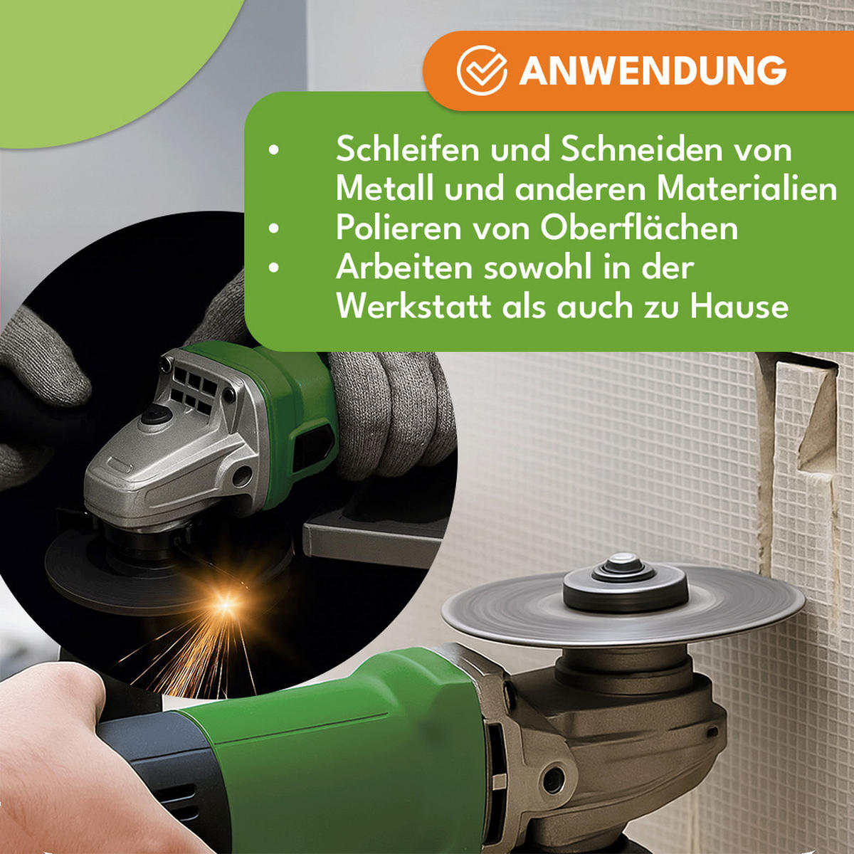 WINKELSCHLEIFER 950W Leistungsstarke Schleifmaschine - Schwarz, Kunststoff (11/12/33cm) - KRUMAD