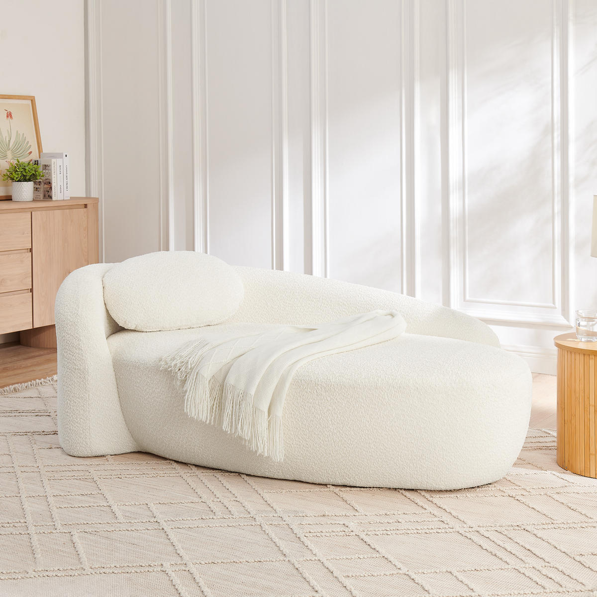 ECKSOFA 170/96/62 cm Beige Teddy mit Kissen - Beige, Textil (170/96cm) - Oxeza