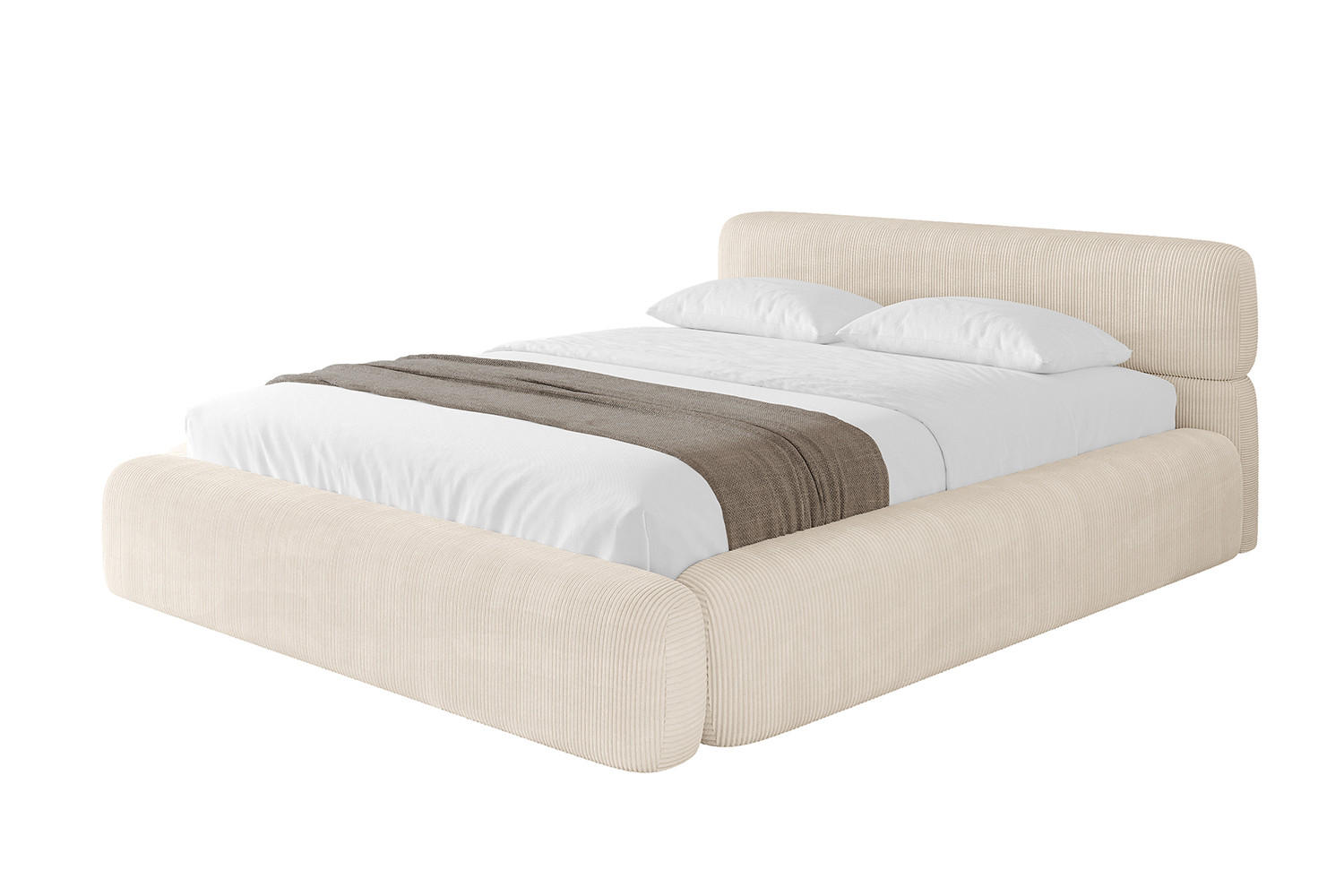 POLSTERBETT mit Bettkasten und Lattenrost, Bett mit Matratze H3/H4 - ENORA-V1 200x200 Beige - Creme, Holzwerkstoff/Textil (200/200cm) - ALTDECOR