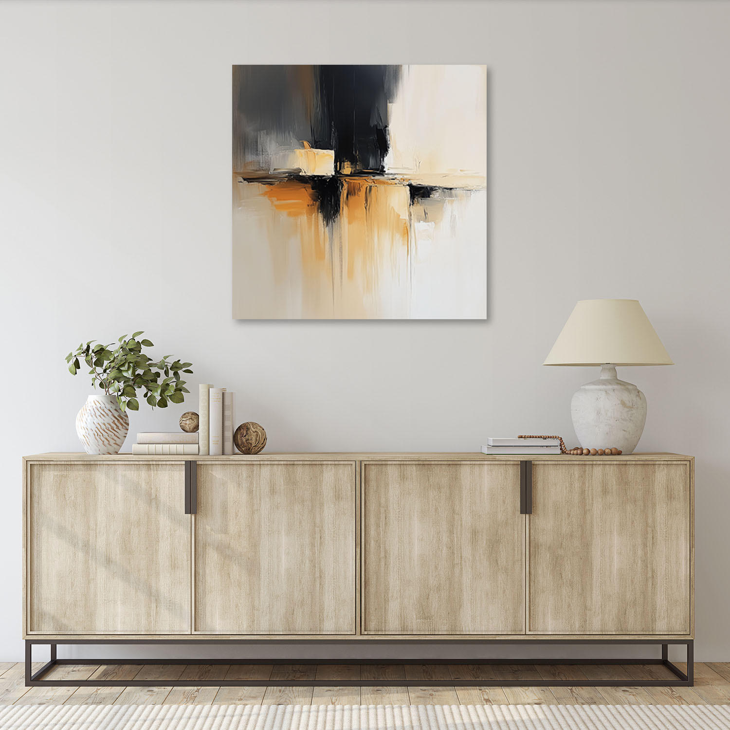 LEINWANDBILD Abstrakte beige-orange 60x60cm - Beige, Textil (60/60cm) - Feeby