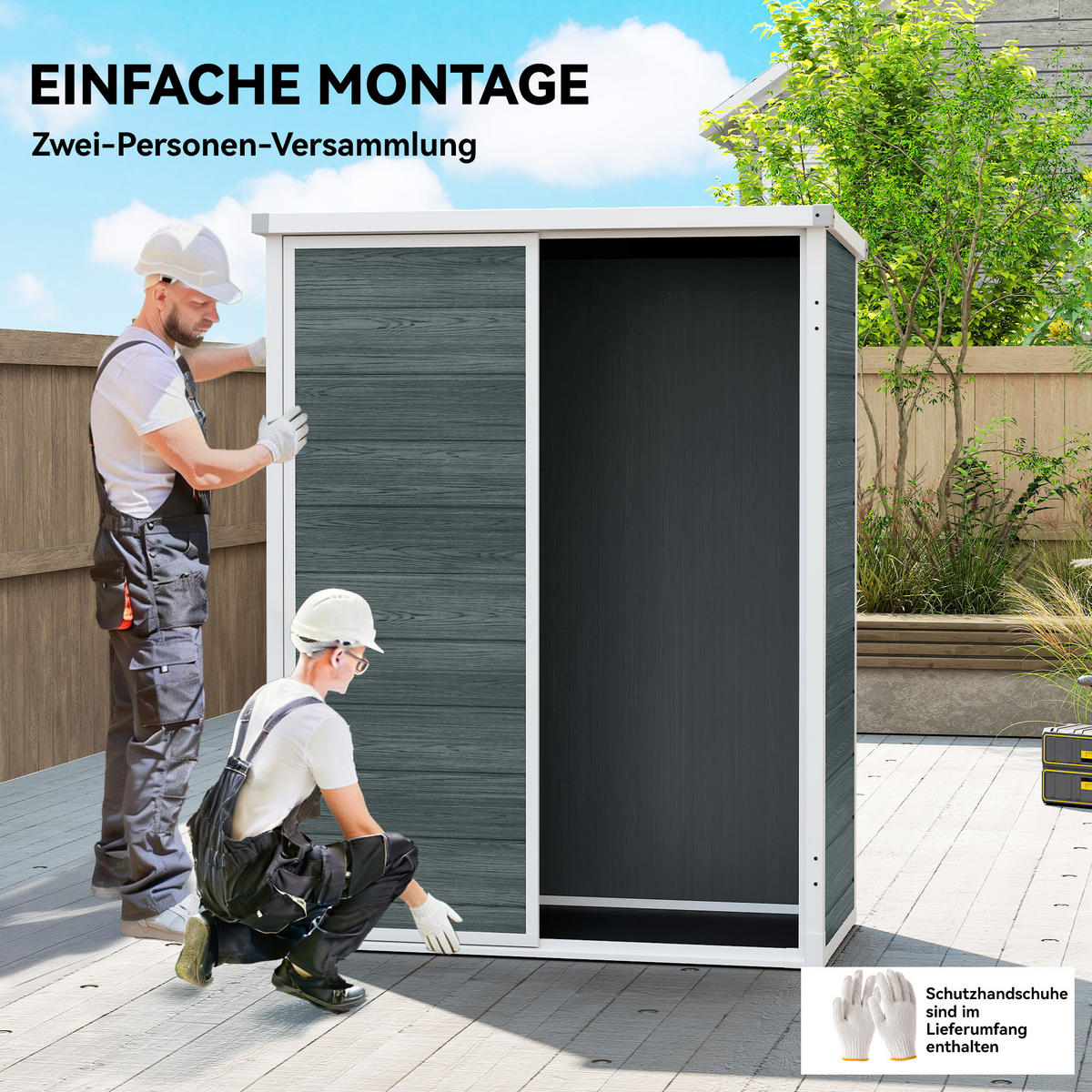 GERÄTESCHUPPEN Kunststoff Aluminium Grau - Grau, Kunststoff (68.5/170/134cm) - Outsunny