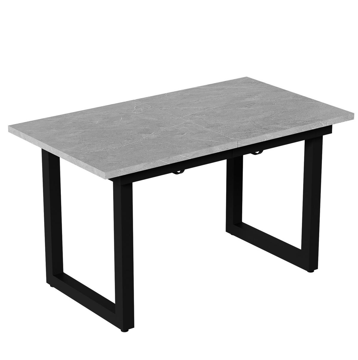 ESSTISCH 140/80/75 cm grau schwarz aus MDF mit Ausziehfunktion - Schwarz, Holzwerkstoff (140/80/75cm) - OKWISH